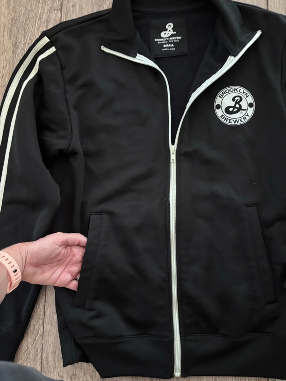 Brooklyn Brewery Vintage Black Track Jacket with White Stripe Small